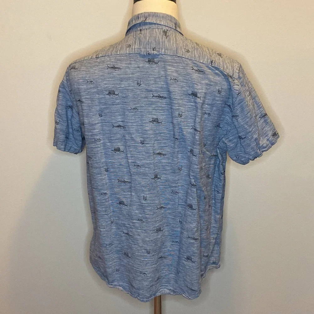 Banana Republic Sea Creature Print Linen Shirt in Blue (sz XL)